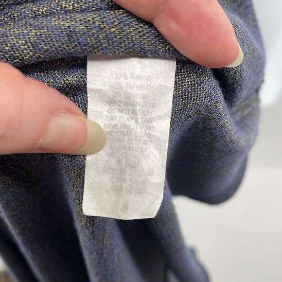 Sinuous blue grey gold long sleeve super soft tunic top shirt small EUC v neck - Picture 7 of 7